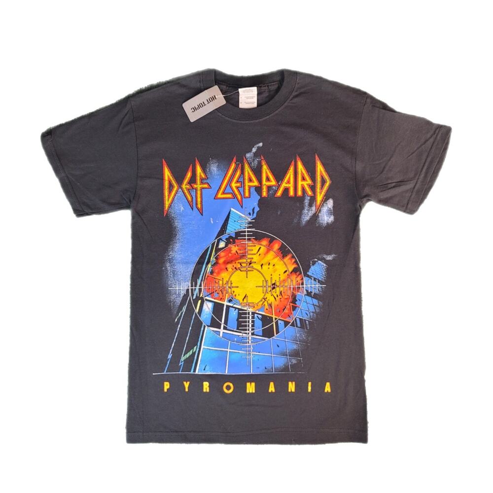 Vintage‎ Def Leppard Pyromania Album Shirt Mens Small Black Y2K Band Tee Grunge